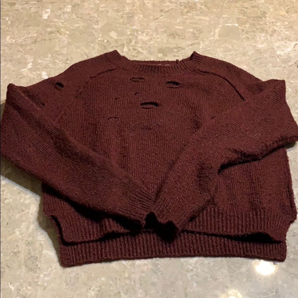 Destroyed forever 21 maroon sweater